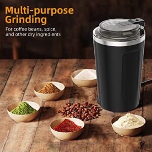 ROLWAY Coffee Grinder Electric, Espresso Coffee Bean Spices Grinder, Coffee Blade Grinders, One Touch Portable Grinder, for Coffee Bean, Spices, Herbs, Nuts, Grains, Black