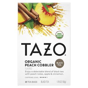 tazo black tea, organic peach cobbler, 20 ct