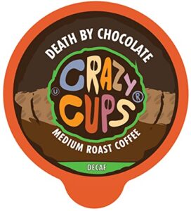 crazy cups decaf flavored hot or iced coffee, for the keurig k cups 2.0 brewers, death by chocolate, 22 count