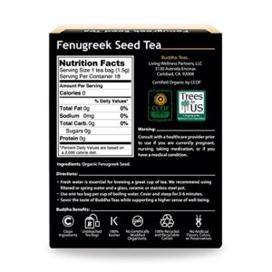 Buddha Teas Organic Fenugreek Seed Tea - OU Kosher, USDA Organic, CCOF Organic, 18 Bleach-Free Tea Bags