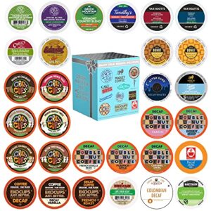 decaf coffee pods variety pack sampler, assorted unflavored & flavored coffee pods compatible with keurig k cups brewers, decaffeinated coffee capsules, 30 count - no duplicates (pack of 1)