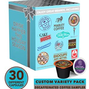 Decaf Coffee Pods Variety Pack Sampler, Assorted Unflavored & Flavored Coffee Pods Compatible with Keurig K Cups Brewers, Decaffeinated Coffee Capsules, 30 Count - No Duplicates (Pack of 1)