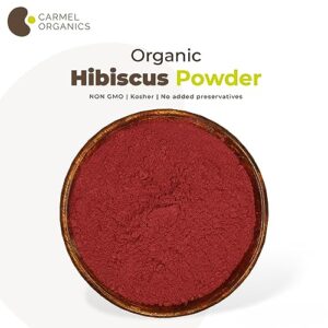 CARMEL ORGANICS Hibiscus Petals Powder 8 Ounce or 0.5 Lb(Pack of 1) | USDA Certified Organic| Non GMO & Gluten Free | Rich in Vitamin C | Indian Origin Hibiscus Petals Powder