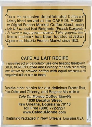 Cafe Du Monde Coffee and Chicory Decaffeinated, 13 Ounce