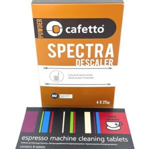Cino Cleano Espresso Machine Cleaning and Descaling Bundle of 8 Tablets and Box of 4 Spectra Sachets for all Breville Machines