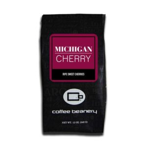 michigan cherry coffee by coffee beanery | 12oz flavored coffee ground medium roast coffee| 100% specialty arabica coffee ground | gourmet coffee | flavored ground coffee medium roast