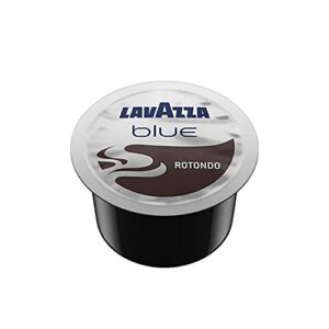 lavazza blue capsules, espresso rotondo coffee blend, dark roast, value pack, blended and roasted in italy, rich bodied dark roast with smooth taste and velvety crema, 28.2 ounce(pack of 100)