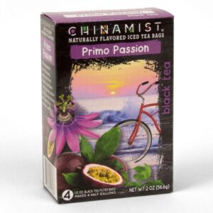 china mist iced tea – primo passion black tea infusion – refreshing and delicious – each tea bag yields 1/2 gallon – 4 bags.