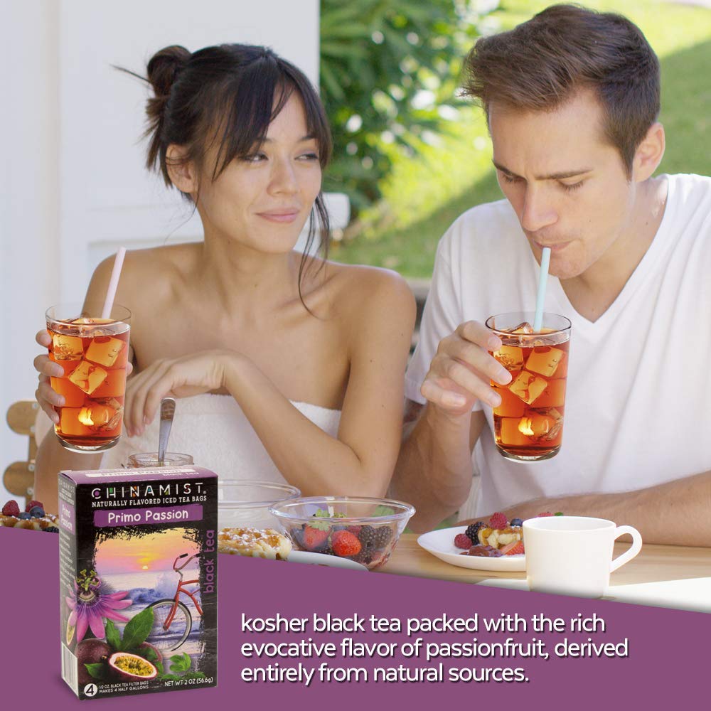 China Mist Iced Tea – Primo Passion Black Tea Infusion – Refreshing and Delicious – Each Tea Bag Yields 1/2 Gallon – 4 bags.