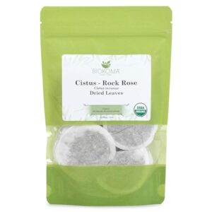 pure and organic biokoma cistus - rock rose (cistus incanus) dried leaves tea 40 bags 2oz in resealable moisture proof pouch