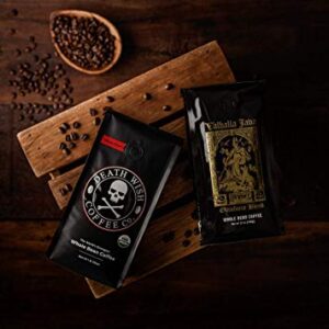 Death Wish Coffee Co. Whole Beans - Extra Kick of Caffeine - 1 lb & Valhalla Java Odinforce Blend 12 oz - Whole Bean Coffee Bundle/Bulk - USDA Certified Organic - Fair Trade - Arabica & Robusta Beans