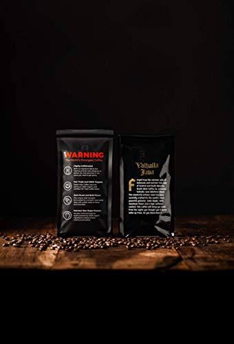 Death Wish Coffee Co. Whole Beans - Extra Kick of Caffeine - 1 lb & Valhalla Java Odinforce Blend 12 oz - Whole Bean Coffee Bundle/Bulk - USDA Certified Organic - Fair Trade - Arabica & Robusta Beans