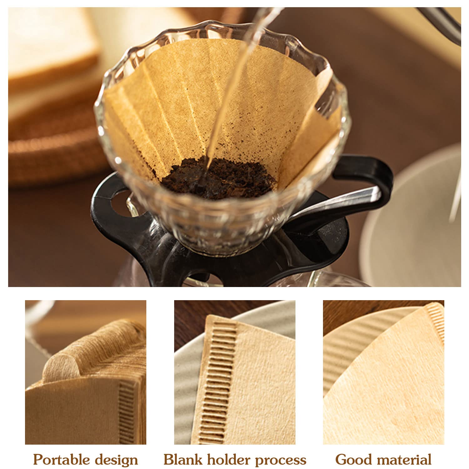 200 Count Coffee Filter, 02 Natural Unbleached Cone Coffee Filters Disposable Compatible with Pour Over Coffee Filter (2-4 Cups)