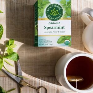 Traditional Medicinals Organic Spearmint Herbal Tea, Supports Healthy Digestion, (Pack of 2) - 32 Tea Bags Total