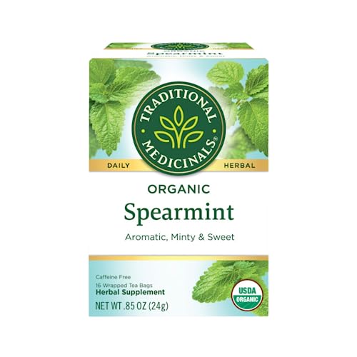 Traditional Medicinals Organic Spearmint Herbal Tea, Supports Healthy Digestion, (Pack of 2) - 32 Tea Bags Total