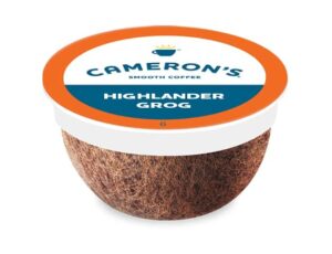 cameron's coffee single serve pods, light roast, flavored - highlander grog, 12 count (pack of 6)