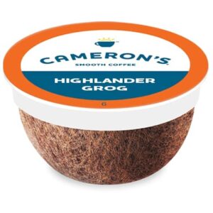 Cameron's Coffee Single Serve Pods, Light Roast, Flavored - Highlander Grog, 12 Count (Pack of 6)