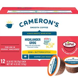 Cameron's Coffee Single Serve Pods, Light Roast, Flavored - Highlander Grog, 12 Count (Pack of 6)