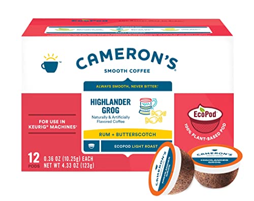 Cameron's Coffee Single Serve Pods, Light Roast, Flavored - Highlander Grog, 12 Count (Pack of 6)