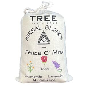 peace o' mind herbal blend - chamomile, red rose petals, lavender | natural caffeine free tea & smoke blend by tree fifty four | 30 cups