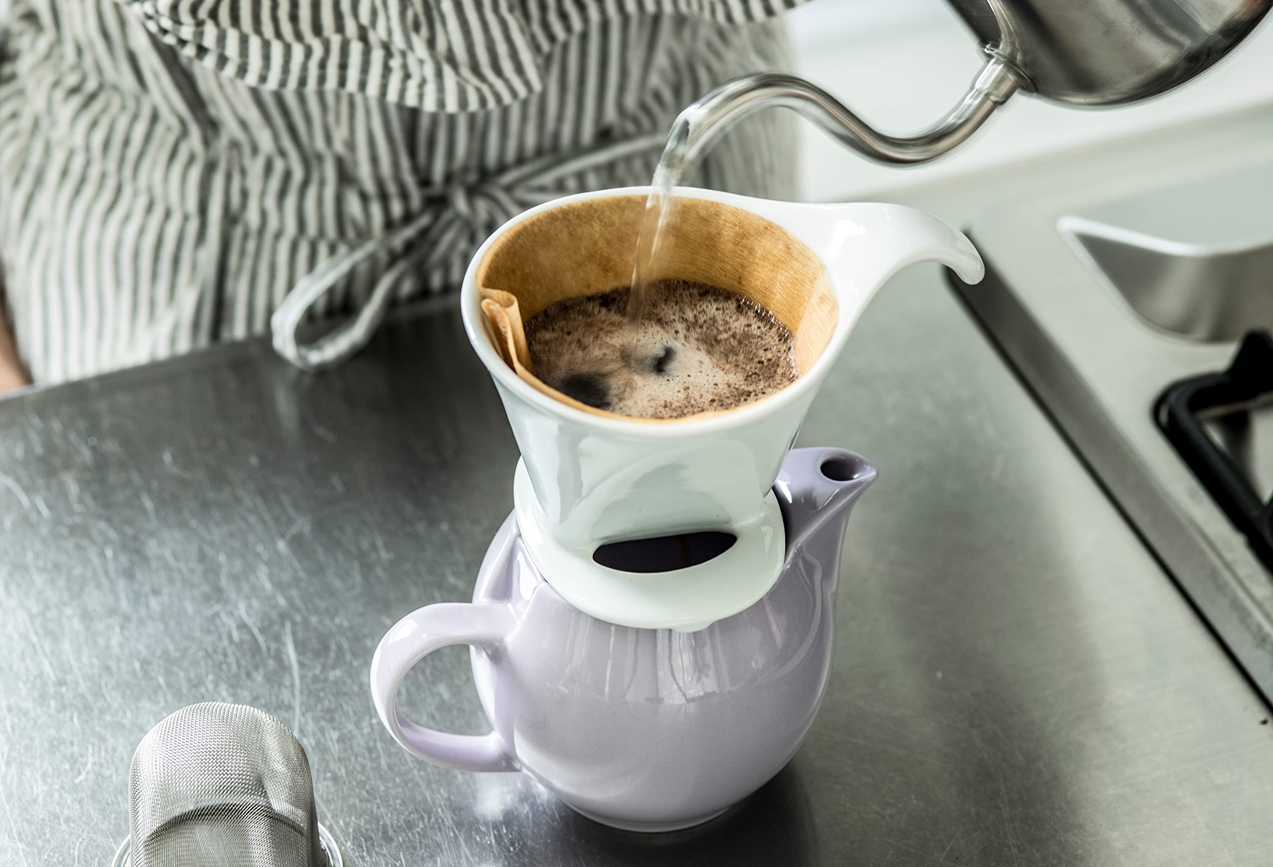 Bee House(R) Pour Over Ceramic Coffee Dripper (filter size #2 or #4) Crafted in Japan - Jeans Blue