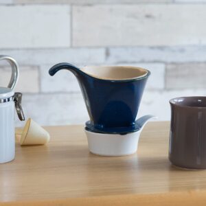 Bee House(R) Pour Over Ceramic Coffee Dripper (filter size #2 or #4) Crafted in Japan - Jeans Blue