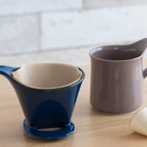 Bee House(R) Pour Over Ceramic Coffee Dripper (filter size #2 or #4) Crafted in Japan - Jeans Blue