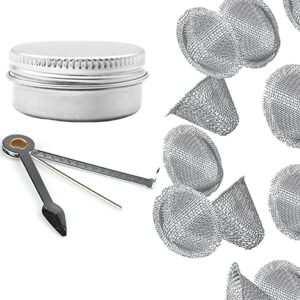 Tomistan 30pcs Stainless Mini Steel Clean Screen Reusable Filters, Small Metal Mesh Steel FiltersCleaning Tool and Storage Box,filter