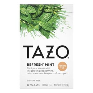 TAZO REFRESH Mint Herbal Tea Bags, Caffeine-Free, 20 Herbal Tea Bags, 6 Count