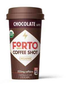 forto coffee shots - 225mg caffeine, chocolate latte, high caffeine cold brew coffee, bottled fast coffee energy boost, pack of 12