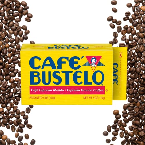 Pantry Delight Bundle - Cafe Bustelo Ground Coffee Espresso Brick Bulk, 6 Ounces Each, 3 Pack Bundled with Pantry Delight Espresso Recipe Card - Classic Bold Flavor Cuban Bustelo Coffee Beans