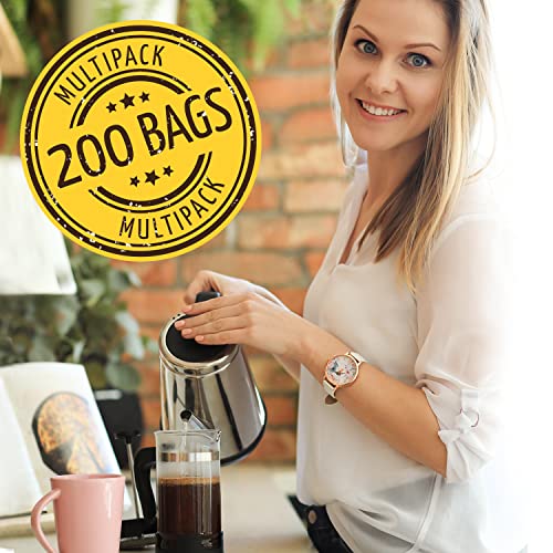 IMPRESA [200 pack] No Mess French Press Brew Bag to Save Time Cleaning - Disposable French Press Filter Bags Prevent Grounds From Escaping - Ideal Mason Jar Cold Brew Filter Bags for Tea & Coffee