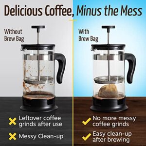 IMPRESA [200 pack] No Mess French Press Brew Bag to Save Time Cleaning - Disposable French Press Filter Bags Prevent Grounds From Escaping - Ideal Mason Jar Cold Brew Filter Bags for Tea & Coffee