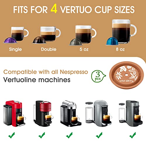 VIVI SKY Reusable Coffee Capsule Lids Work with Nespresso Pods Vertuo,Food Grade Silicon Caps Used for Every Sizes of Reusable Nespresso Vertuo Pod Refillable Vertuo Capsule(Silicon Vertuo Lids- 3PCS)