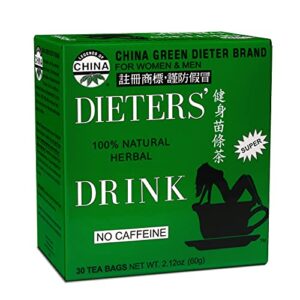 uncle lee's tea china green dieters tea caffeine free, 2.12 oz, 30 count