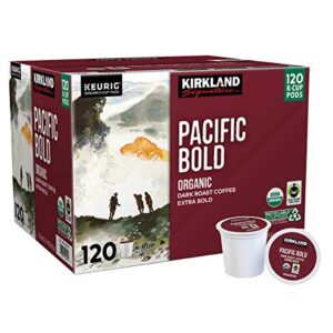 kirkland signature pacific bold coffee k cups, dark roast - 120 count, 3 lb box