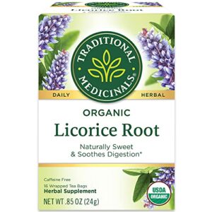 traditional medicinals tea, organic licorice root, soothes the digestive tract & promotes respiratory health, 16 tea bags