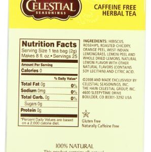 Celestial Seasonings Herbal Tea, Lemon Zinger, 25 Count Box