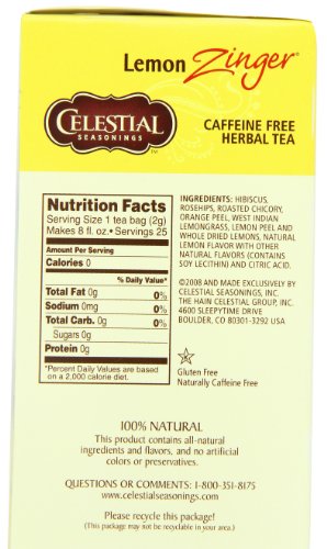 Celestial Seasonings Herbal Tea, Lemon Zinger, 25 Count Box