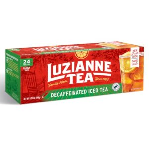 luzianne decaffeinated iced tea bags, family size, 24 count (pack of 1)