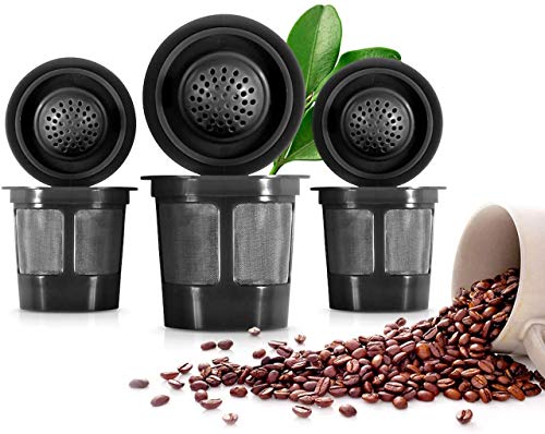 K&J Reusable K Cups Compatible with Keurig, 4 Pack, Black - Includes Freedom Clip for Compatibility With Keurig 2.0 Machines