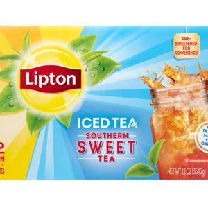 Lipton Southern Sweet Tea, Gallon-Size Tea Bags, 22 Count Box (Pack of 2) with By The Cup To Go Cup