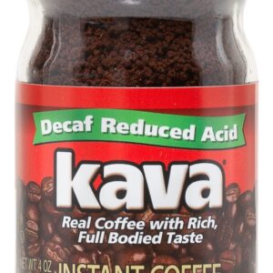 Kava Decaf Acid Reduced Instant Coffee, 4 Ounce Jar (Pack of 1)