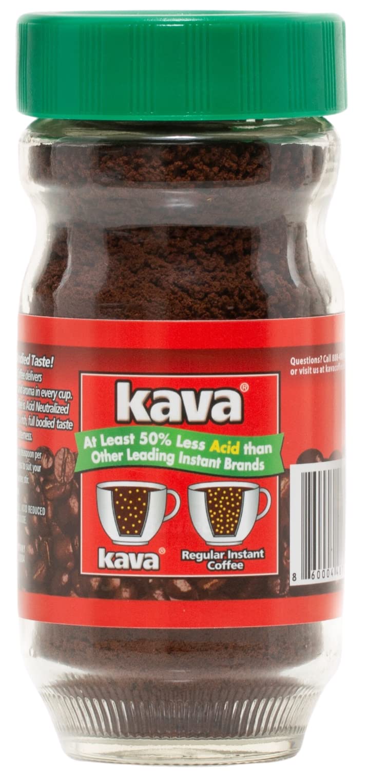 Kava Decaf Acid Reduced Instant Coffee, 4 Ounce Jar (Pack of 1)