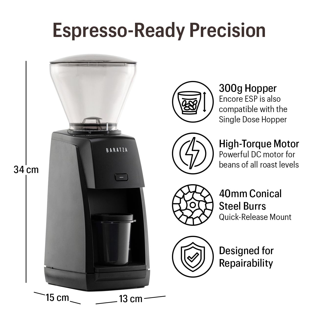 Baratza Encore ESP Coffee Grinder ZCG495BLK, Black