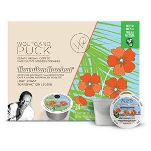 wolfgang puck coffee single serve capsules, compatible with keurig k-cup brewers, hawaiian hazelnut, 24 count