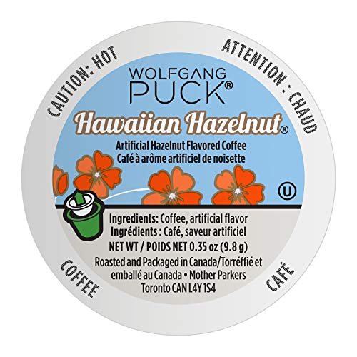 Wolfgang Puck Coffee Single Serve Capsules, Compatible with Keurig K-Cup Brewers, Hawaiian Hazelnut, 24 Count