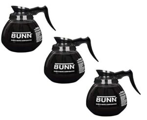 bunn coffee pot decanter/carafe black regular - new glass design shape - ergonomic handle - 12 cup capacity (pack of 3)