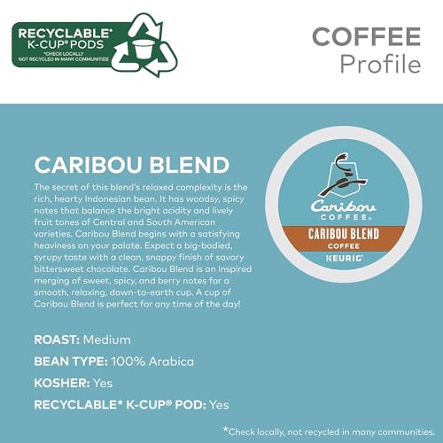 Caribou Coffee Caribou Blend, Keurig Single-Serve K-Cup Pod, Medium Roast Coffee Pods, 44 Count