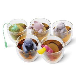 Tea Infuser for Loose Leaf Tea, Par-Tea Pack Silicone Tea Strainers as Ideal Gift Idea for Tea Lovers, Friends and Family, 5-pack Loose Leaf Tea Steeper Set, Multi Color